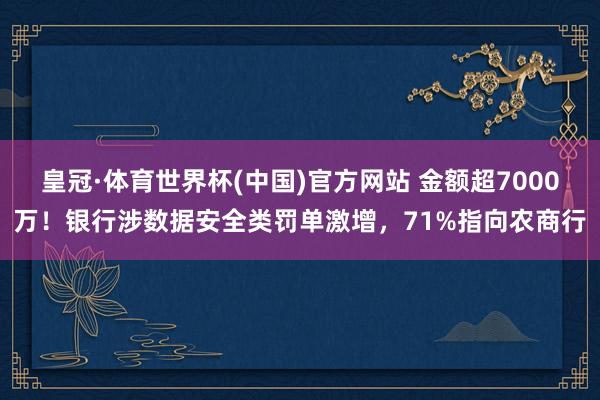 皇冠·体育世界杯(中国)官方网站 金额超7000万!银行涉数据安全类罚单激增,71%指向农商行