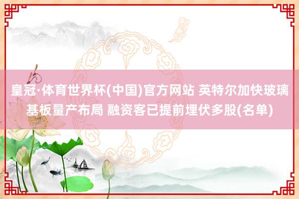 皇冠·体育世界杯(中国)官方网站 英特尔加快玻璃基板量产布局 融资客已提前埋伏多股(名单)