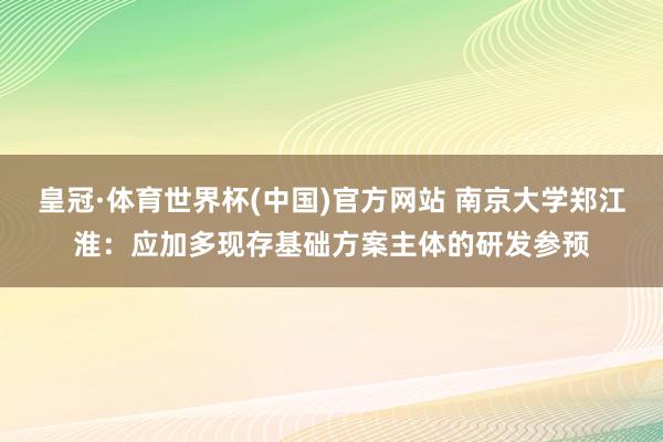 皇冠·体育世界杯(中国)官方网站 南京大学郑江淮:应加多现存基础方案主体的研发参预