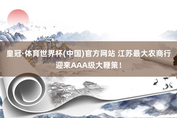皇冠·体育世界杯(中国)官方网站 江苏最大农商行迎来AAA级大鞭策!