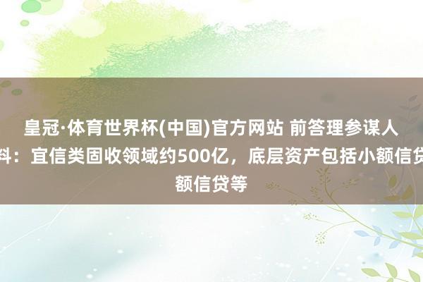 皇冠·体育世界杯(中国)官方网站 前答理参谋人爆料:宜信类固收领域约500亿,底层资产包括小额信贷等