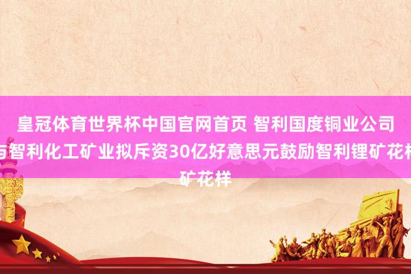 皇冠体育世界杯中国官网首页 智利国度铜业公司与智利化工矿业拟斥资30亿好意思元鼓励智利锂矿花样