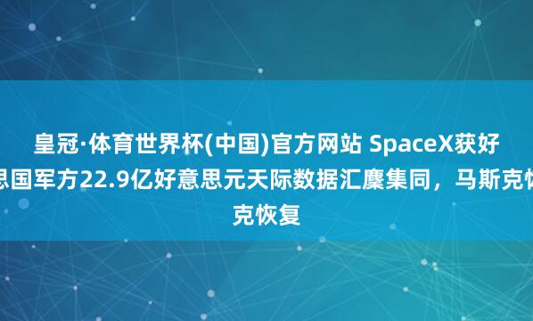 皇冠·体育世界杯(中国)官方网站 SpaceX获好意思国军方22.9亿好意思元天际数据汇麇集同,马斯克恢复
