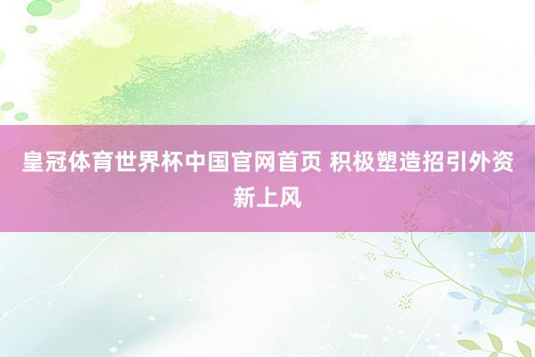 皇冠体育世界杯中国官网首页 积极塑造招引外资新上风