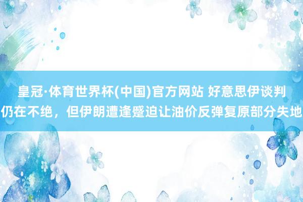 皇冠·体育世界杯(中国)官方网站 好意思伊谈判仍在不绝，但伊朗遭逢蹙迫让油价反弹复原部分失地