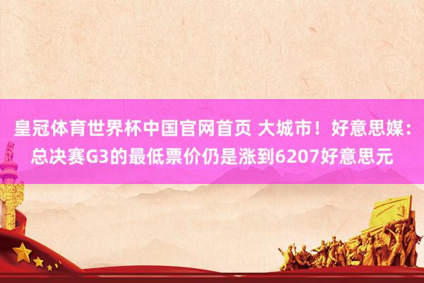 皇冠体育世界杯中国官网首页 大城市！好意思媒：总决赛G3的最低票价仍是涨到6207好意思元