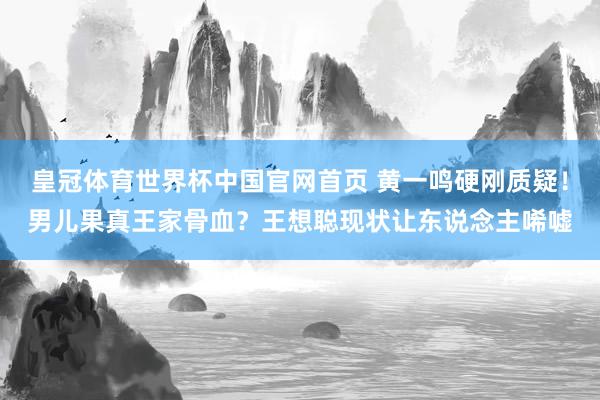皇冠体育世界杯中国官网首页 黄一鸣硬刚质疑!男儿果真王家骨血?王想聪现状让东说念主唏嘘