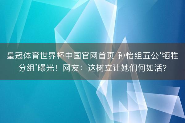 皇冠体育世界杯中国官网首页 孙怡组五公‘牺牲分组’曝光!网友:这树立让她们何如活?
